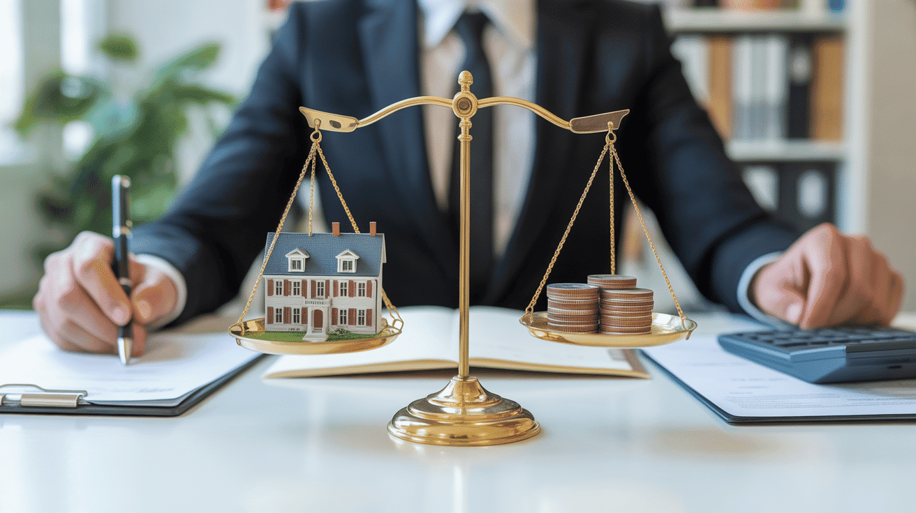 ne pas rembourser son prêt immobilier après la vente forum illustration balance