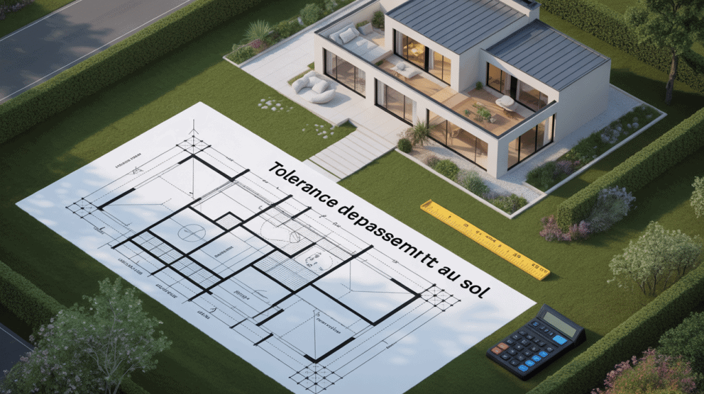 Vue maison tolérance dépassement emprise au sol et plan