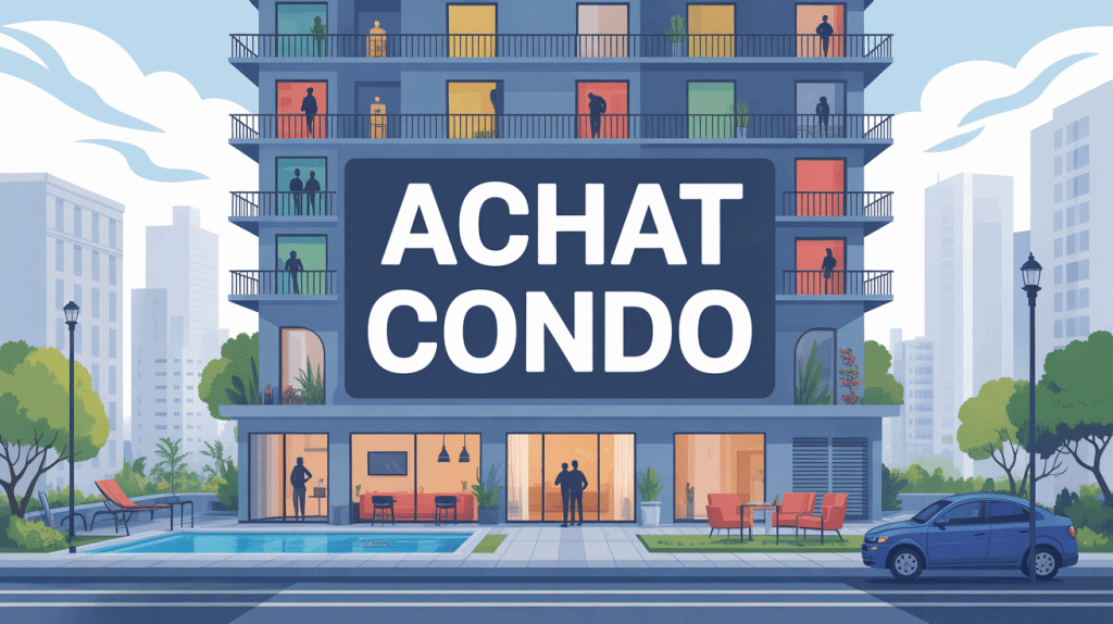 illustration achat condo immeuble urbain espaces partagés