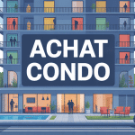illustration achat condo immeuble urbain espaces partagés