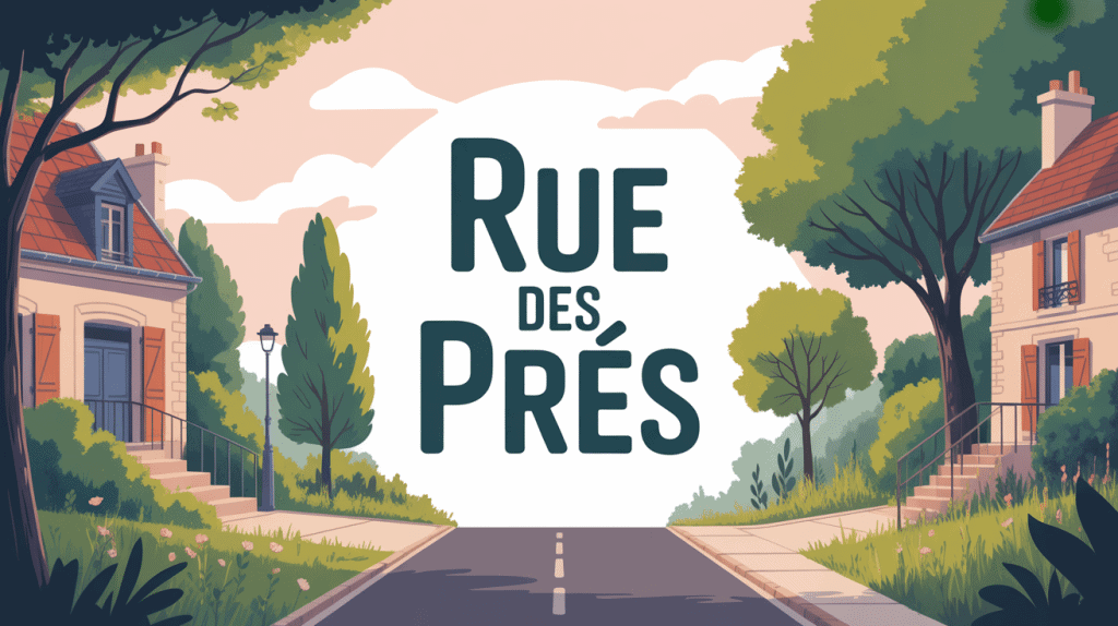 Illustration conceptuelle de rue des prés en France, quartiers variés