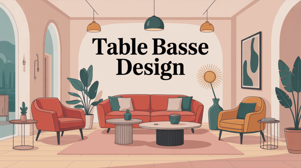Illustration table basse design made in design, salon moderne élégant