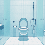 Vue salle de bains moderne avec wc suspendus design