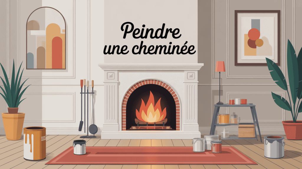 illustration moderne peindre une cheminée salon