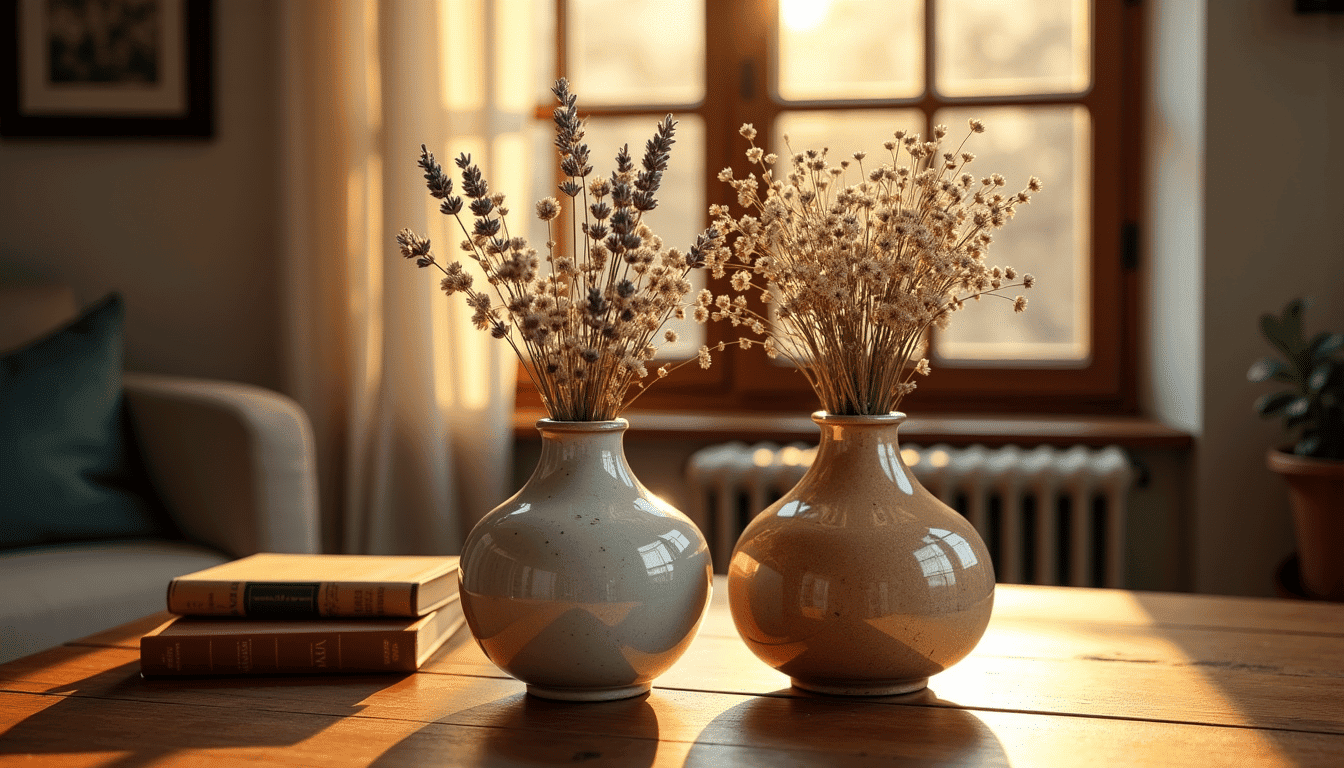 vase vintage en gr&egrave;s ou en verre : lequel choisir pour vos fleurs s&eacute;ch&eacute;es ? &mdash; la d&eacute;cision entre un vase en gr&egrave;s et