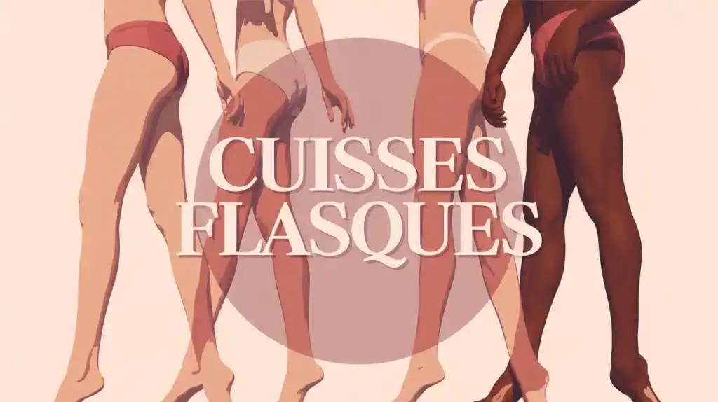 illustration cuisses flasques et tonique contraste pastel
