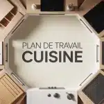 Illustration plan de travail cuisine matériaux bois granit quartz céramique inox
