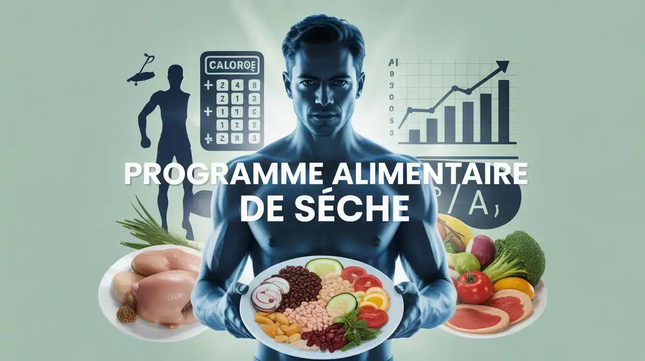 Illustration programme alimentaire de sèche avec assiette équilibrée et graphique