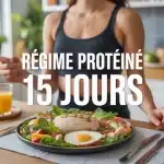 illustration régime protéiné 15 jours repas équilibré poulet œufs légumes verts