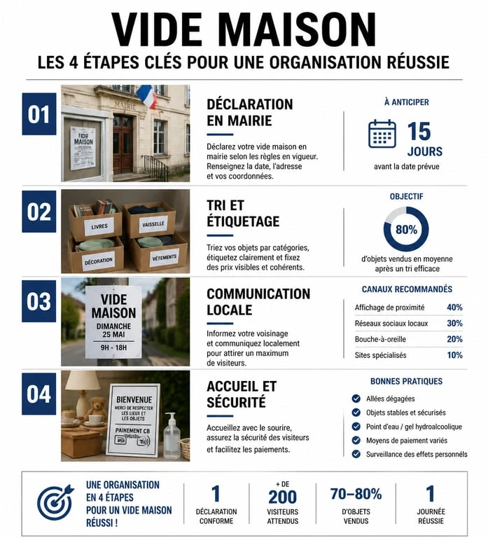 Infographie des étapes pour organiser un vide maison 53