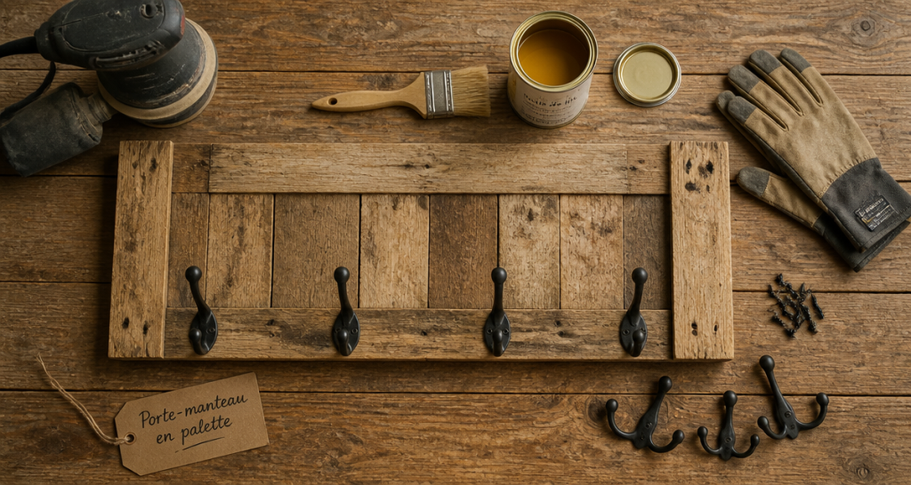 Porte-manteau en palette : 4 étapes pour fabriquer un rangement mural durable