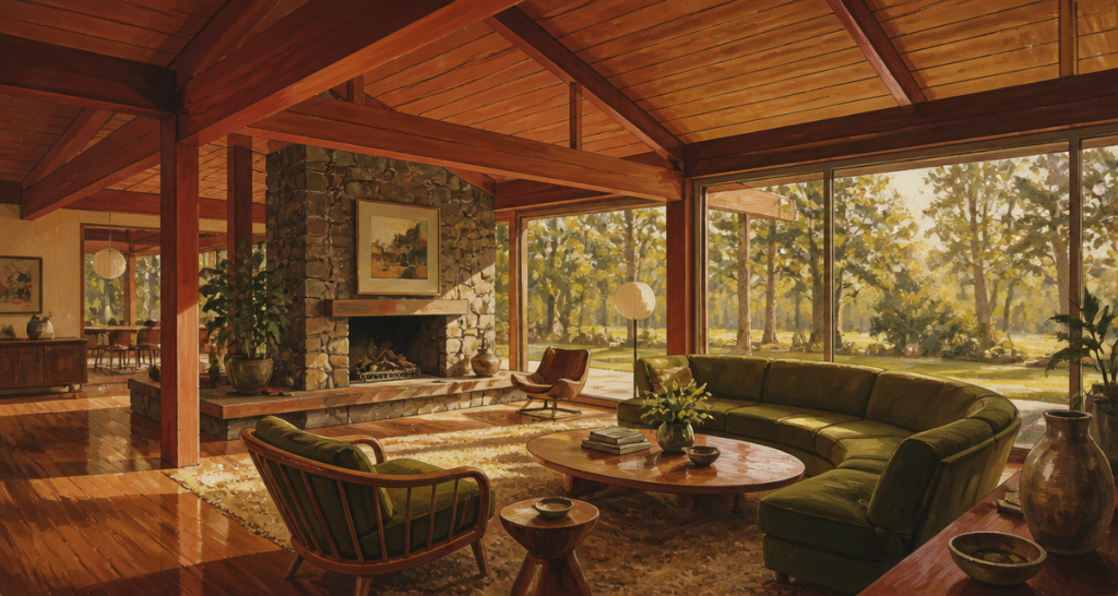 Maison californienne des années 70 : l&rsquo;équilibre parfait entre architecture organique et confort moderne