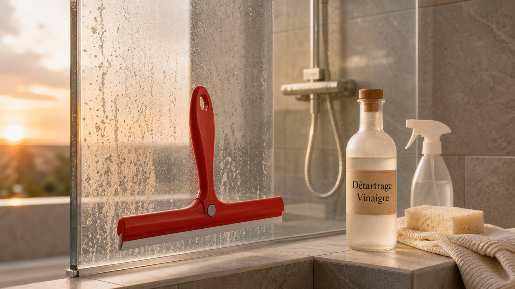 Parois de douche entartrées : 3 méthodes naturelles pour retrouver une transparence parfaite