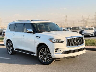 2019 INFINITI QX80 LUXE 4x4 5.6 litre V8 Cylinder Engine White Tan SUV Full Option