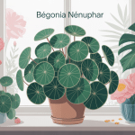 illustration bégonia nénuphar feuillage rond décoratif