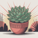 Illustration centrale echeveria nodulosa en pot stylisé