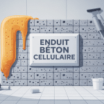 Enduire le béton cellulaire, illustration vectorielle mur et outils