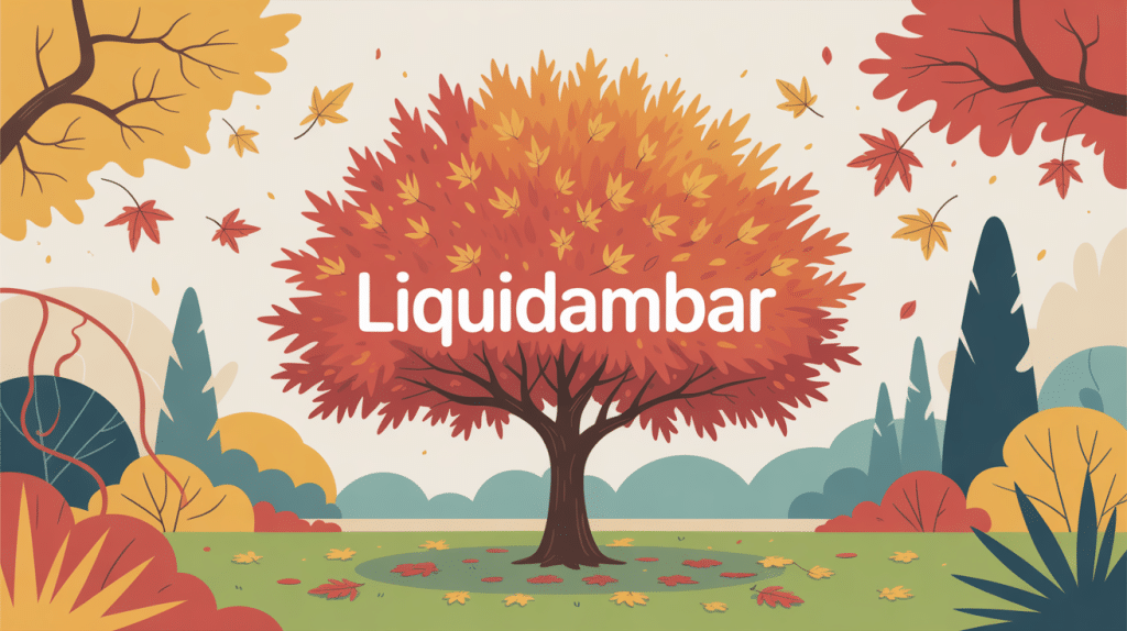 liquidambar inconvénient dans un jardin avec racines et feuilles