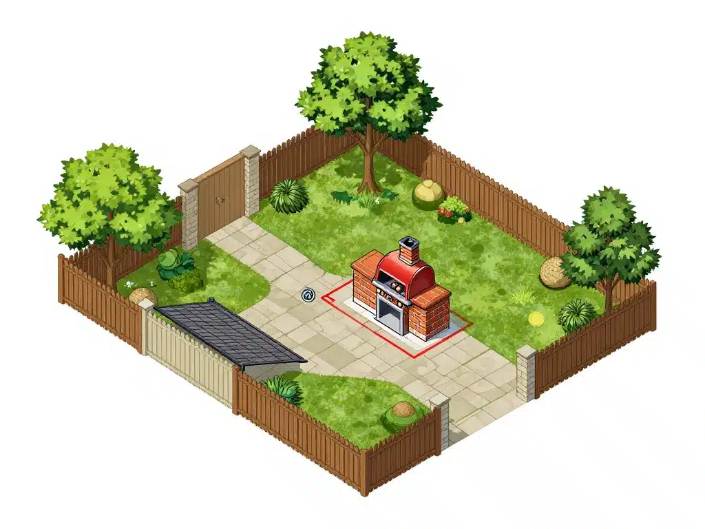 Plan pour construire un barbecue en briques avec cheminée schéma emplacement