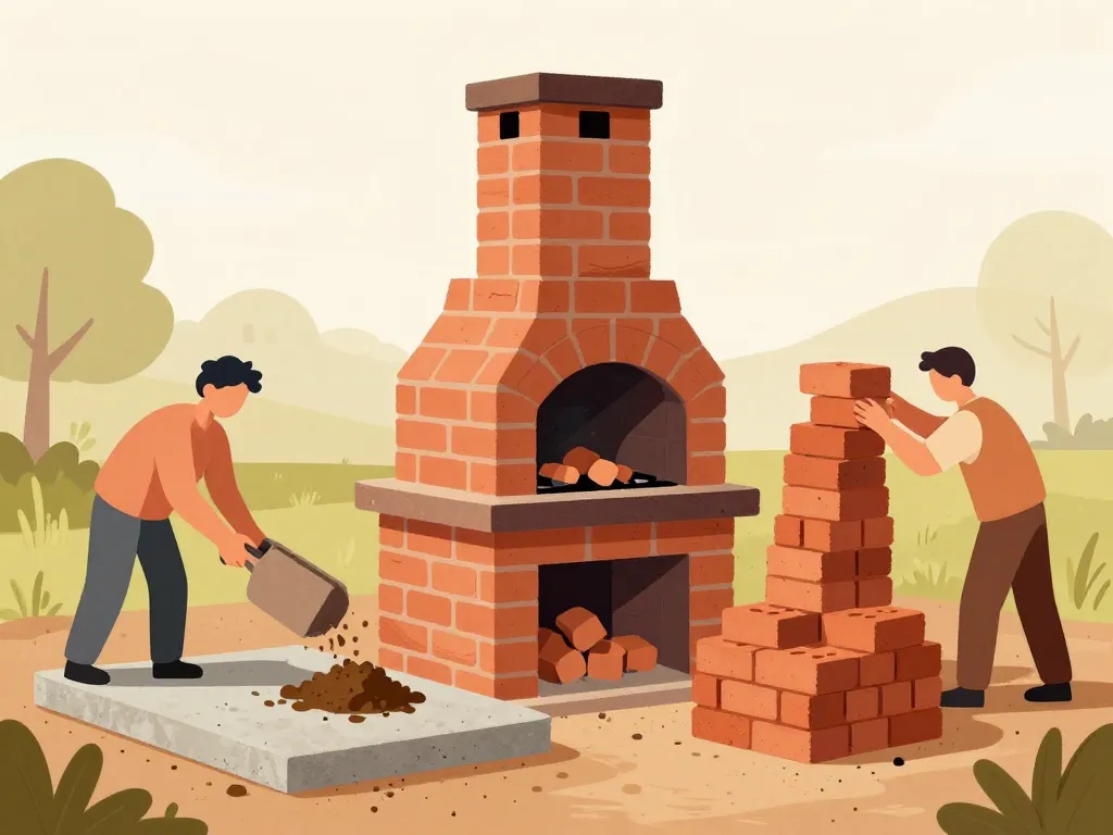 Plan pour construire un barbecue en briques avec cheminée étapes chantier