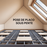 Vue moderne de pose placo sous pente combles