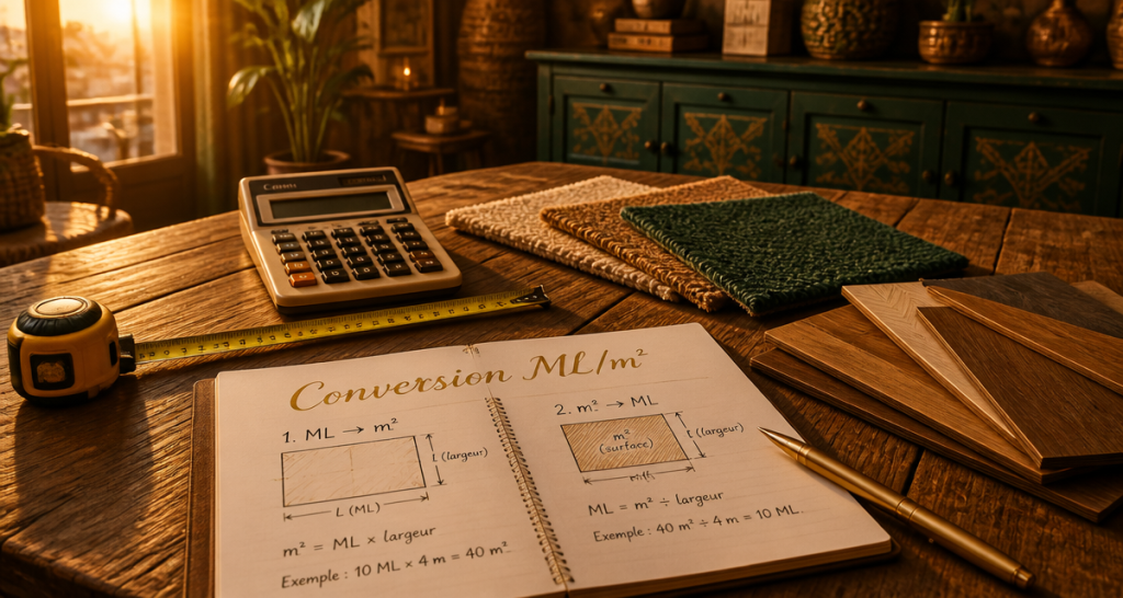 conversion metre lineaire en m2 avec outils sur table