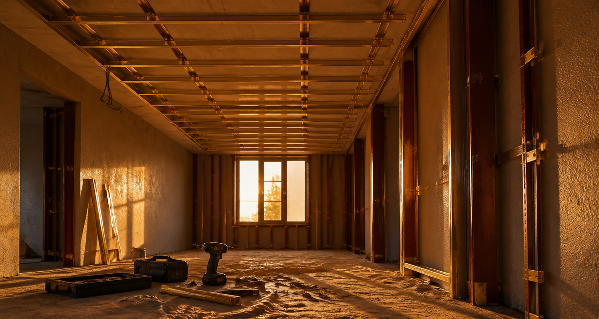 plafond autoportant distance rails métal chantier