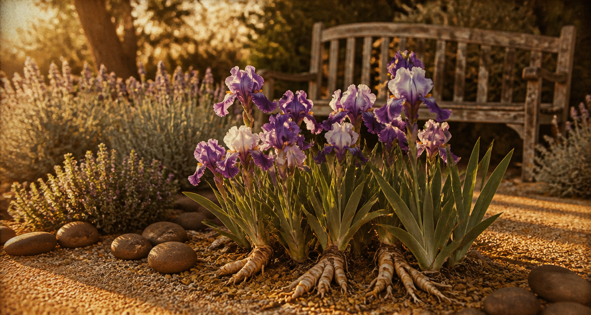 que mettre au pied des iris en massif fleuri
