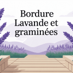 bordure lavande et graminées élégante en jardin moderne