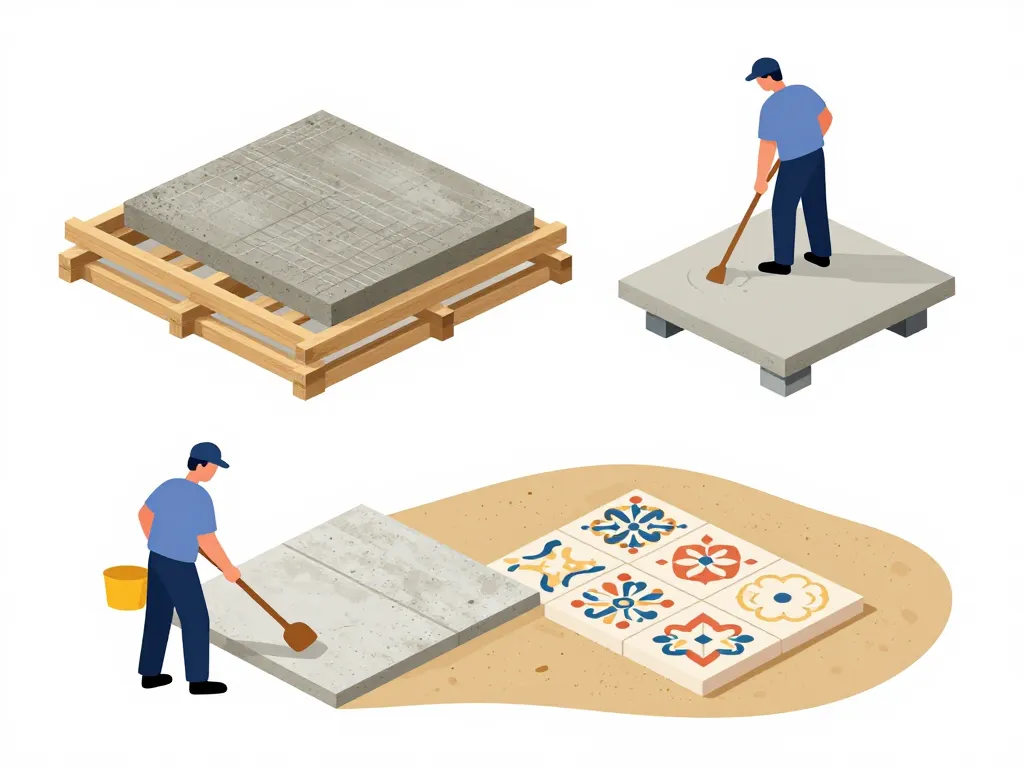 Illustration dalle pose béton plots sable