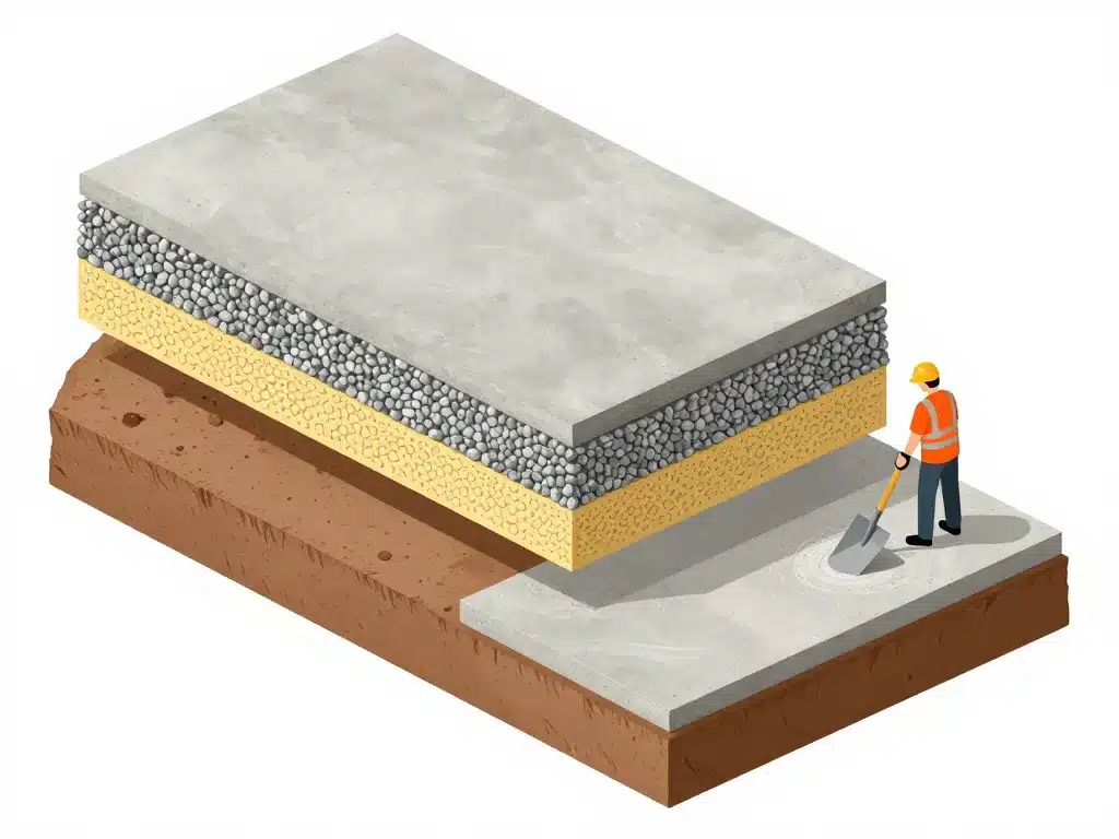 Schéma dalle pose sol préparation