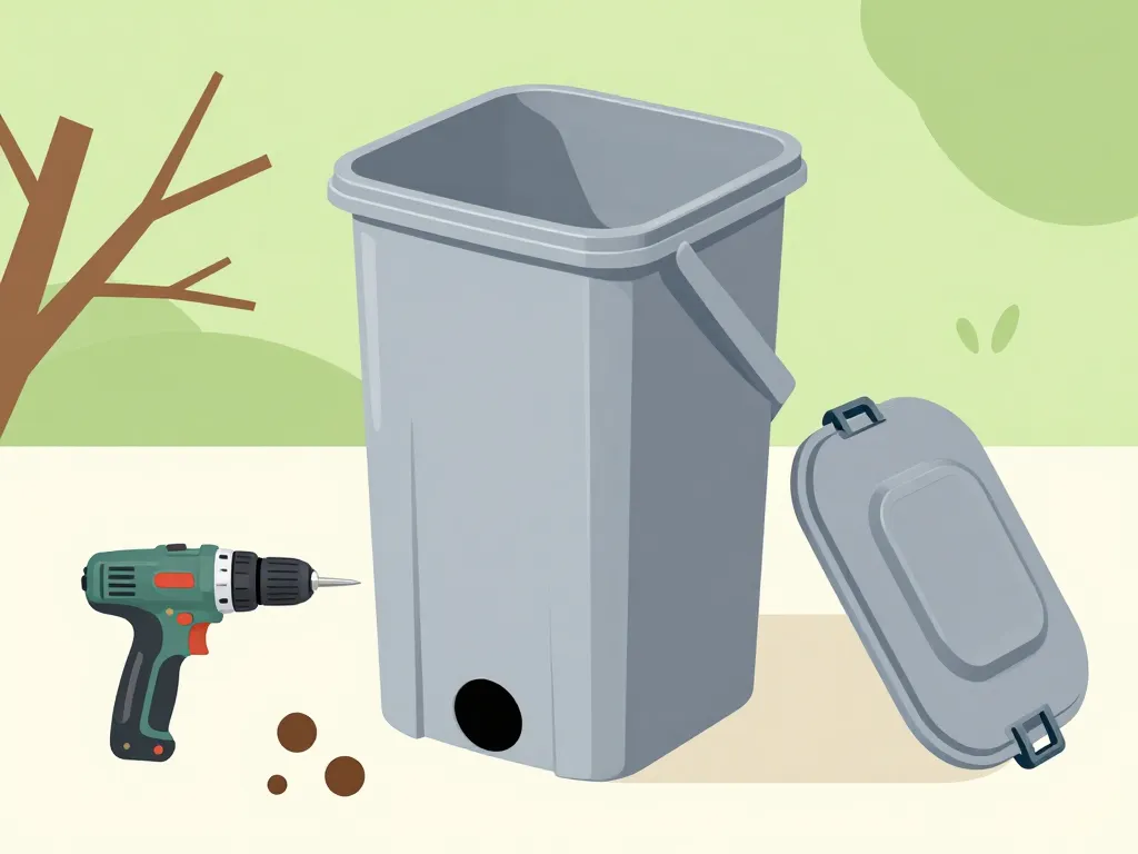 fabriquer un composteur avec une poubelle transformation étape