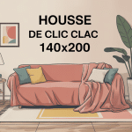 housse de clic clac 140x200 mise en valeur dans un salon contemporain
