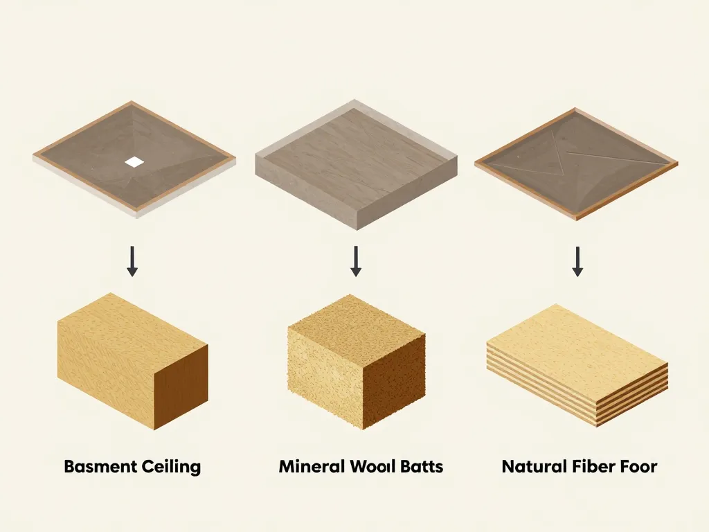 Diagramme types isolation plafond cave matériaux