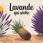 Illustration maladie lavande qui sèche et lavande saine au jardin