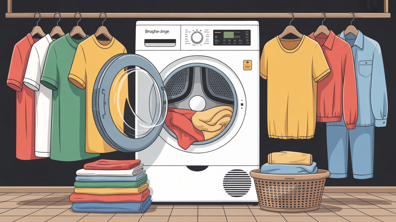 seche linge programme illustration avec différents textiles