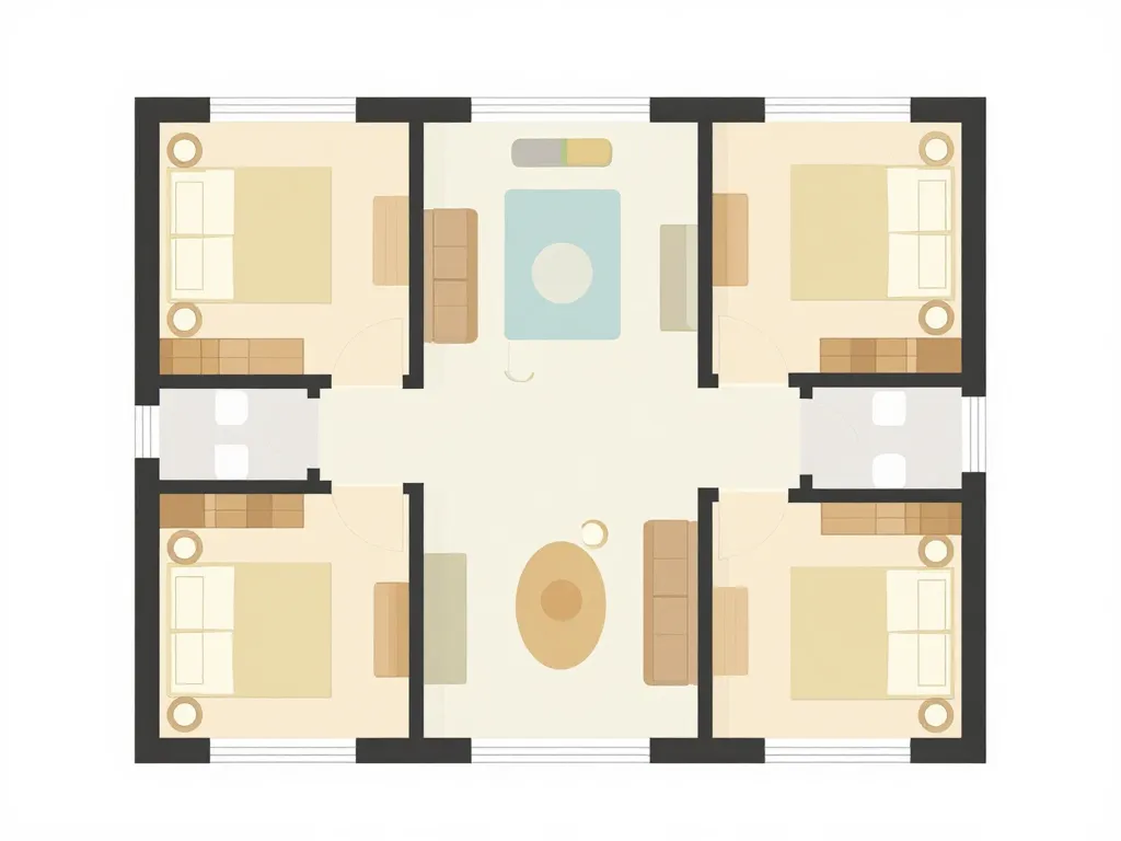 Diagramme T5 combien de chambre avec salon et quatre chambres