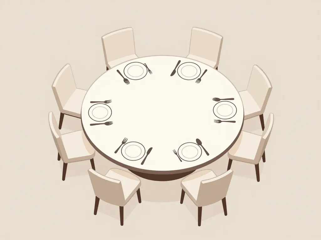 table ronde 150 cm combien de personnes vue dessus avec chaises