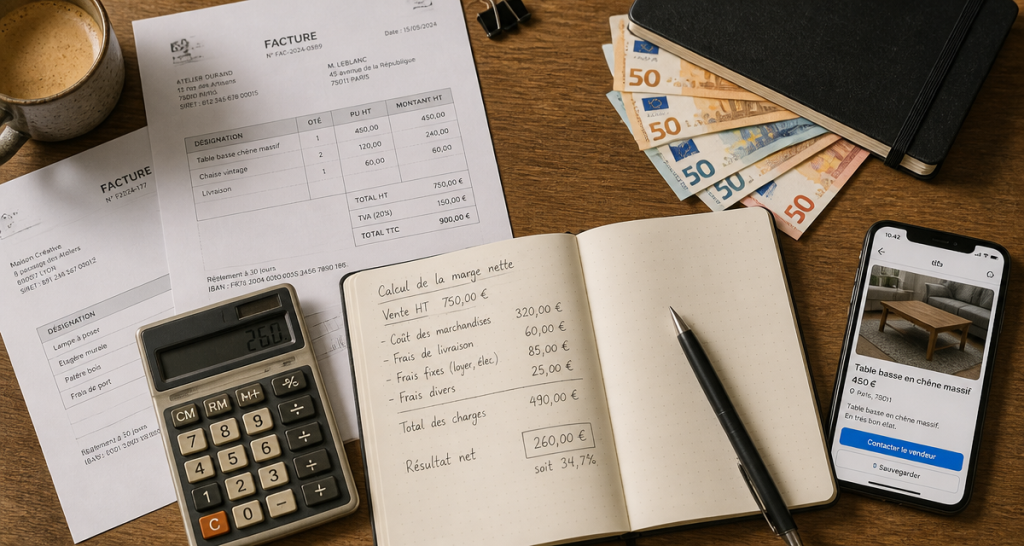 acheter pour revendre bureau factures calculatrice billets