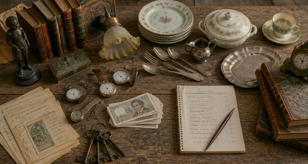 brocanteur qui achète tout objets anciens sur table