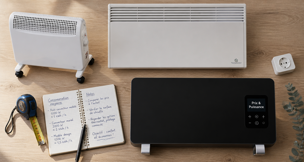 convecteur électrique prix trois modèles sur table