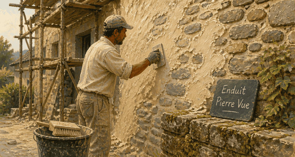enduit pierre vue artisan façade