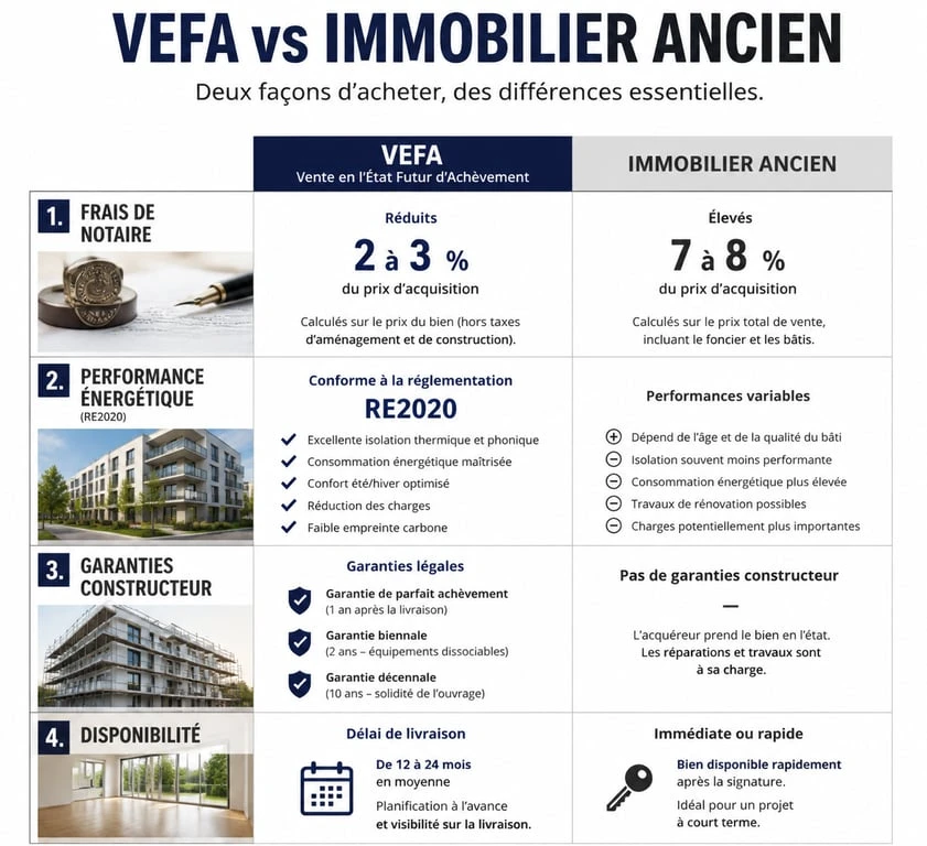 Comparatif VEFA vs Ancien : avantages et différences clés pour l'achat immobilier