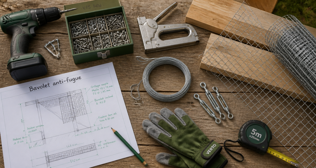 Fabriquer un bavolet outils et matériaux sur établi