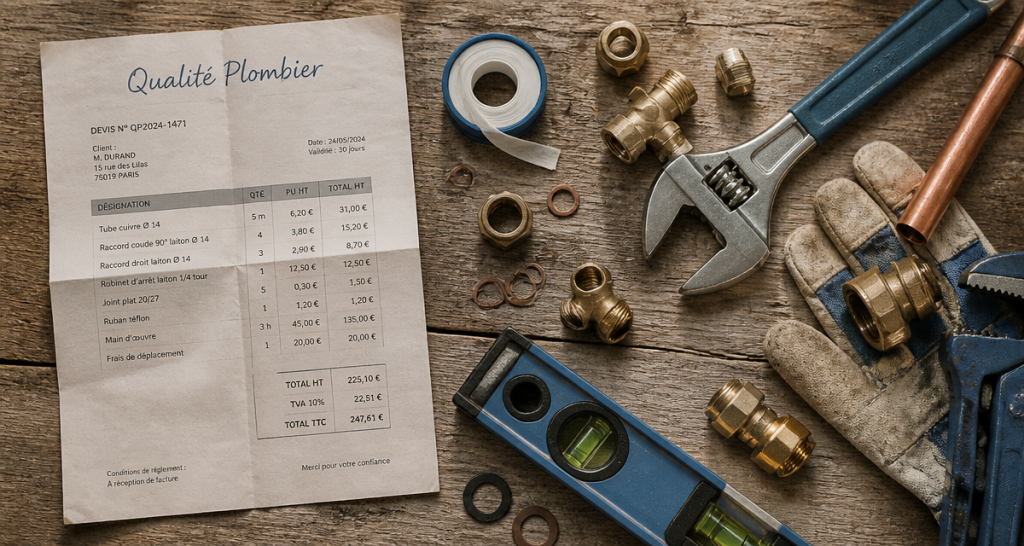 qualité plombier outils de plomberie sur plan de travail