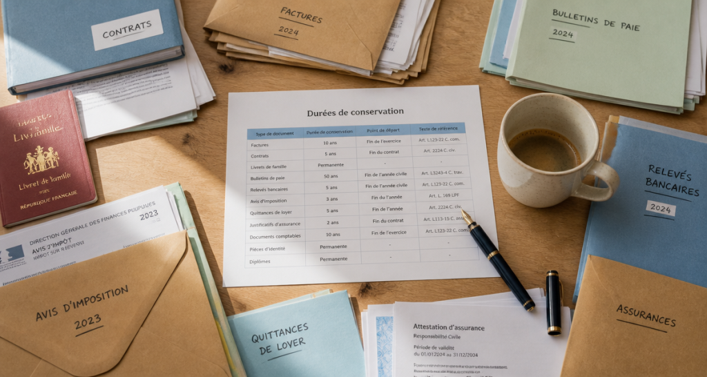 tableau récapitulatif combien de temps garder ses papiers pdf