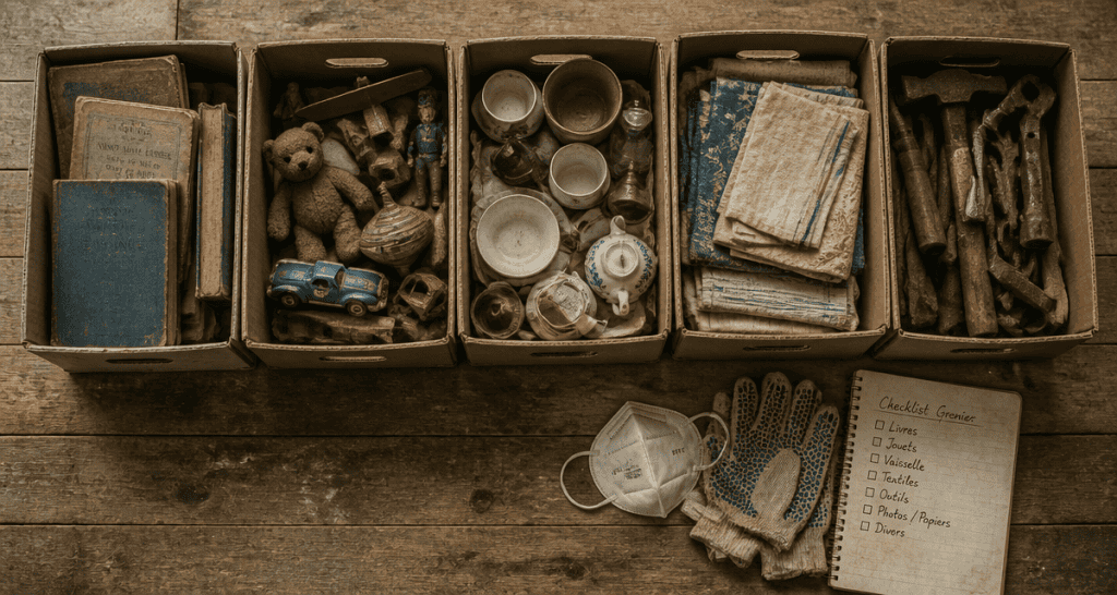 vider mon grenier cartons objets anciens