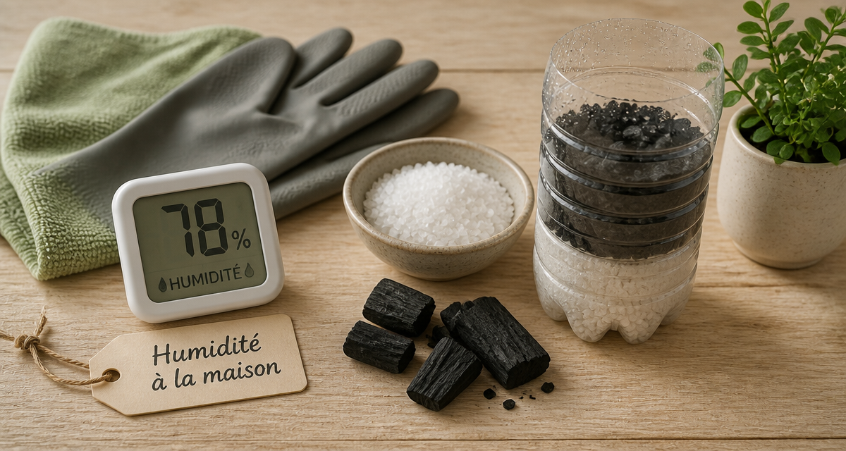 comment déshumidifier une pièce avec sel charbon bouteille et hygromètre