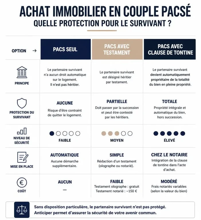 Comparatif des options de protection juridique pour l'achat immobilier sous PACS