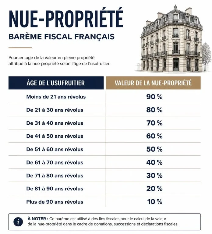 Barème fiscal de la donation en nue-propriété après 70 ans